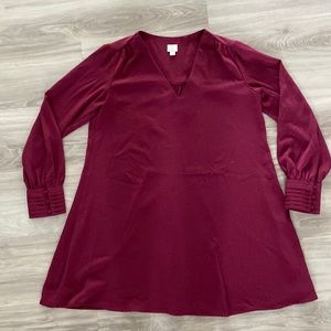 Maroon Long Sleeve Dress
